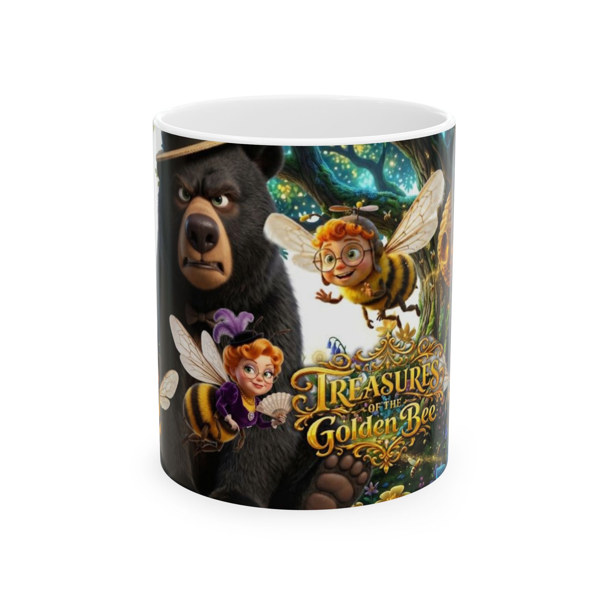 Treasure of the Golden Bee Ceramic Collectors Mug, Bee & Bear Coffee Cup (11oz/15oz)