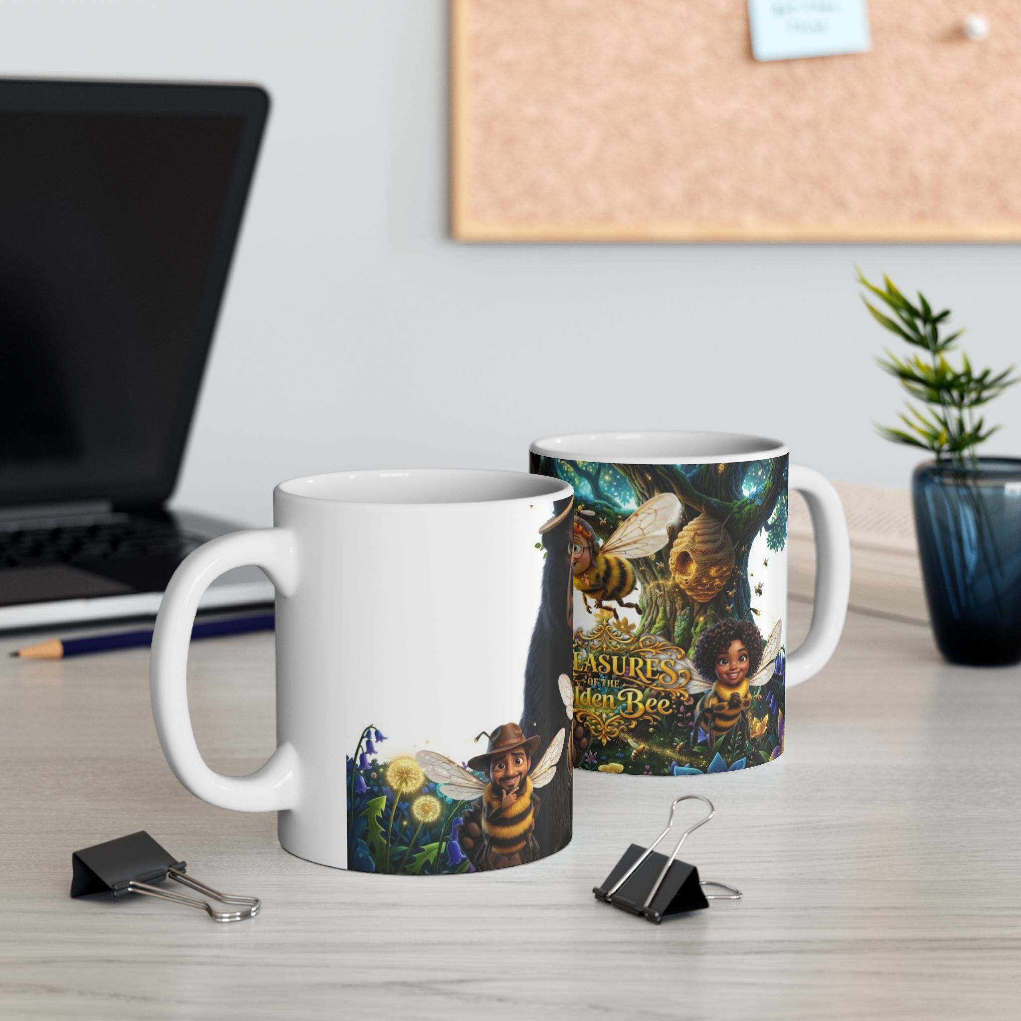 Treasure of the Golden Bee Ceramic Collectors Mug, Bee & Bear Coffee Cup (11oz/15oz)