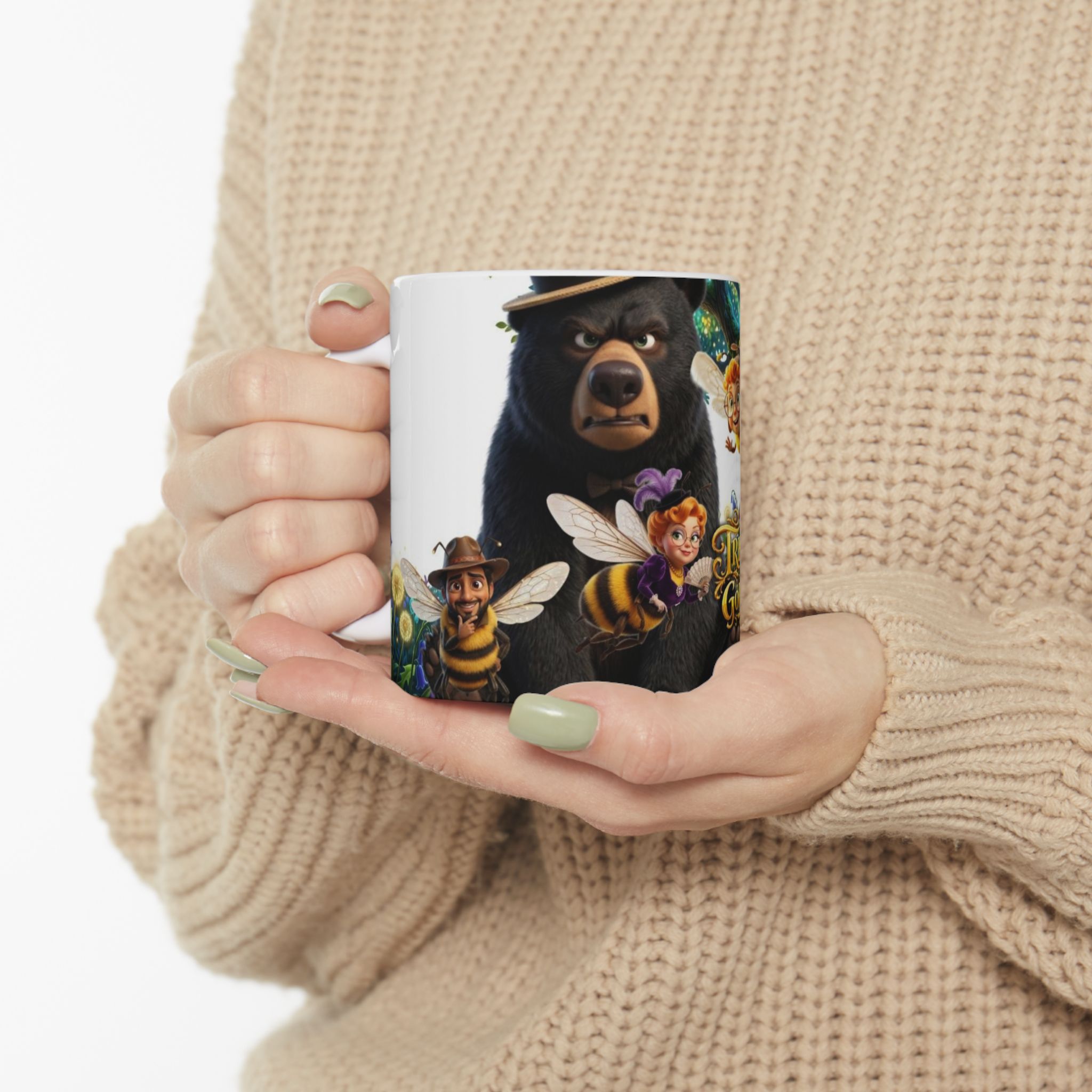 Treasure of the Golden Bee Ceramic Collectors Mug, Bee & Bear Coffee Cup (11oz/15oz)