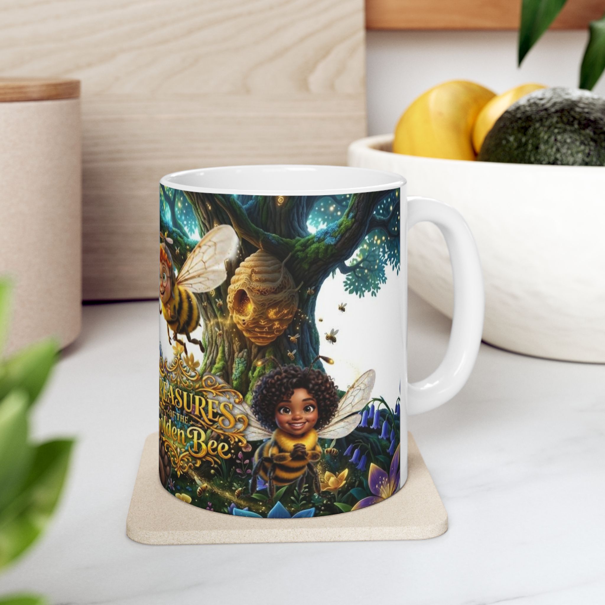 Treasure of the Golden Bee Ceramic Collectors Mug, Bee & Bear Coffee Cup (11oz/15oz)