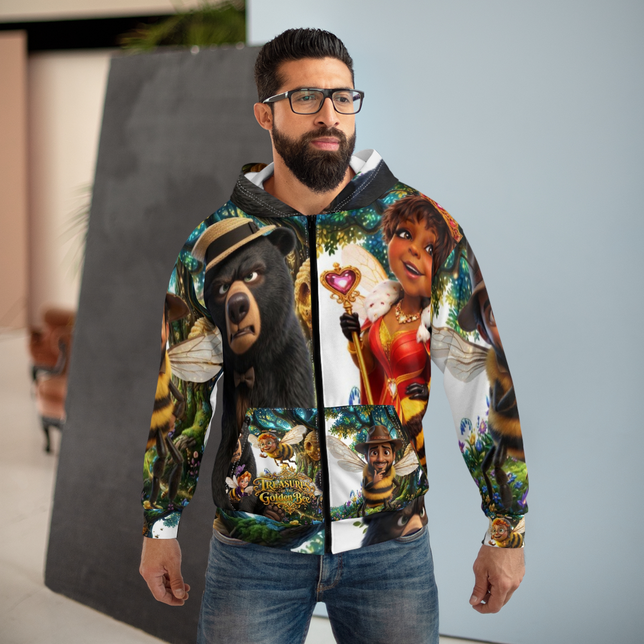 Fantasy Bee Queen All-Over Zip Hoodie - Image 3