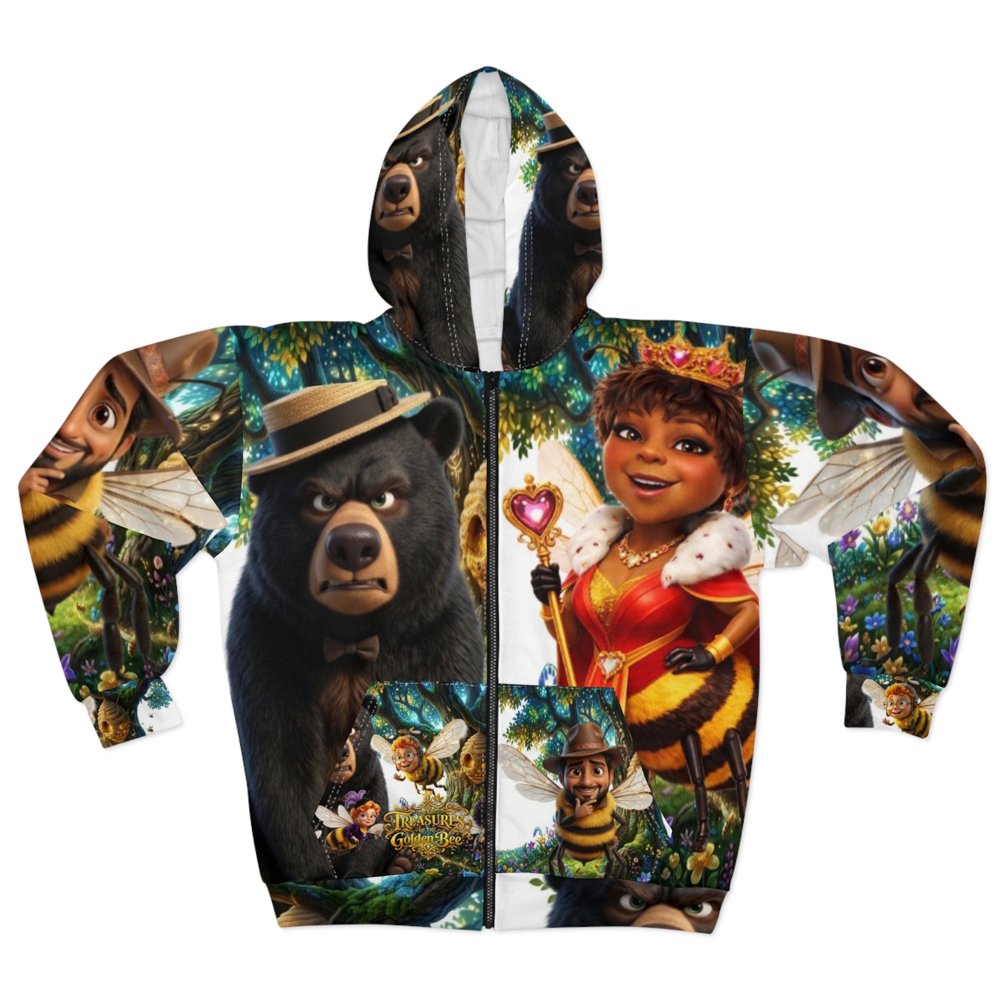 Fantasy Bee Queen All-Over Zip Hoodie