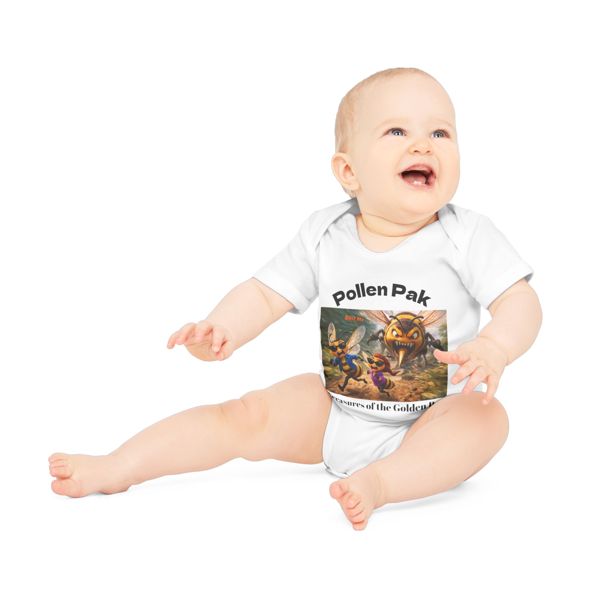 Pollen Pak Baby Bodysuit — 'Treasures of the Golden Bee' Organic Infant Onesie - Image 3